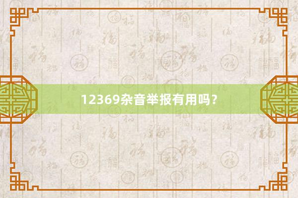 12369杂音举报有用吗？